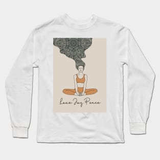 Love Joy Peace Mandala Yoga Girl Long Sleeve T-Shirt